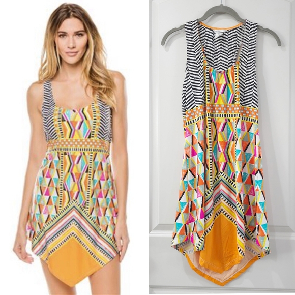 TRINA TURK Multicolor Geometric Pattern Sleeveless Dress, Beach Cover Up, Size S - Picture 1 of 16